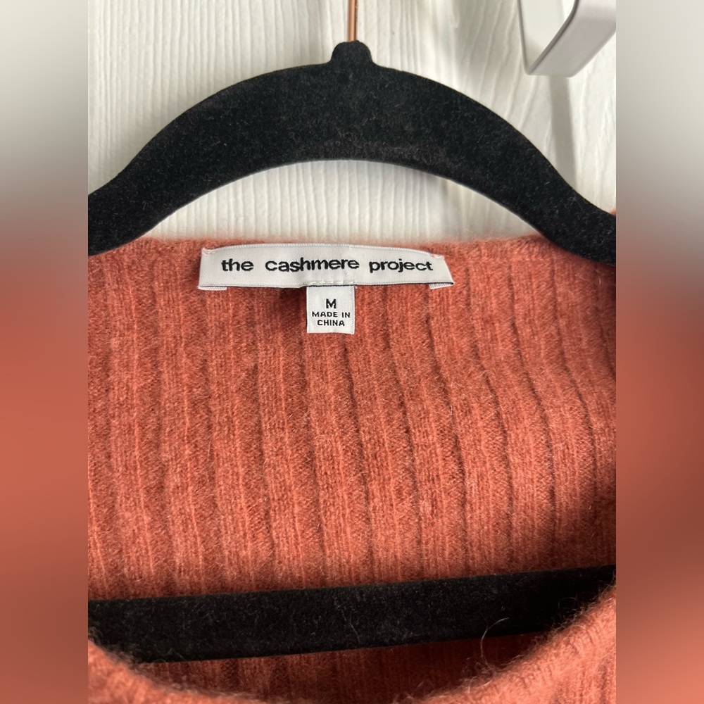 The Cashmere Project Ribbed Button Cashmere Dusty Copper Cardigan Medium - Picture 4 of 6